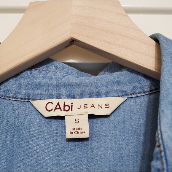 CAbi Jeans Chambray Blue Button Down Long Sleeve Tunic 100% Cotton Size Small - Picture 7 of 10
